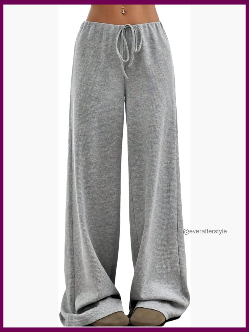 Women's Wide Leg Striped Knit Palazzo Pants Drawstring Lounge Pajama Trousers